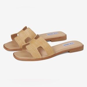 Steve Madden Beige Woven Slide Sandals